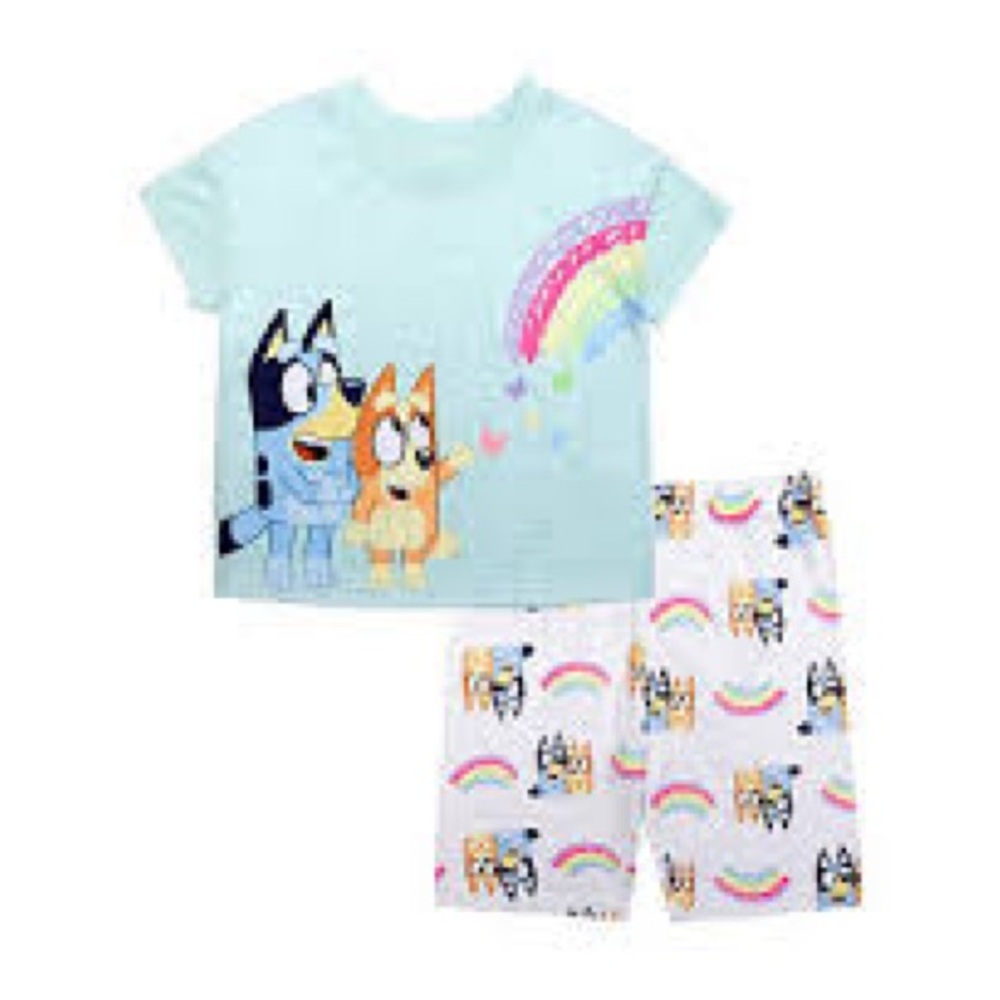 NWT Bluey Little Girls 2PC Set Biker Shorts Pajama Kids Size: 4 Color Multicolor
